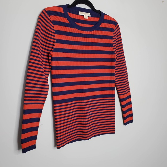 MICHAEL MICHAEL KORS Red Navy Striped Viscose Blend Sweater Sz M - Picture 3 of 8